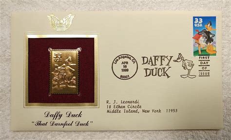 Daffy Duck That Darnfool Duck 22kt Gold Replica Stampfirst Day