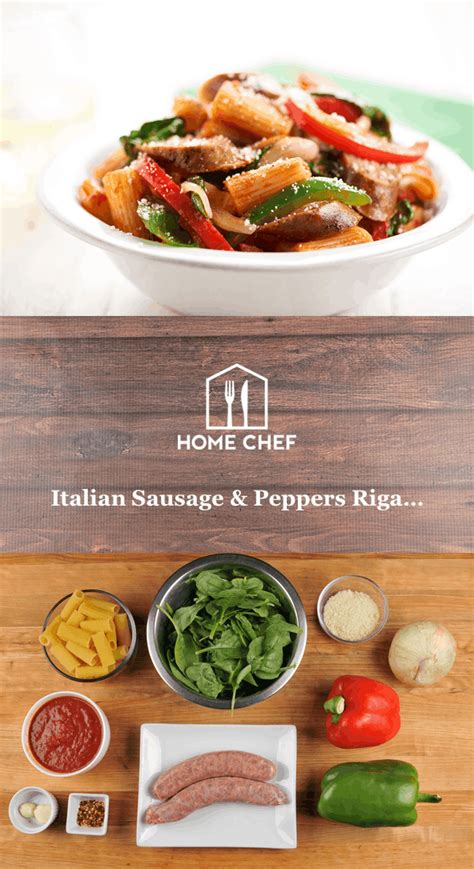 Spinach and mushrooms are sauteed with onion, garlic, balsamic vinegar, and white wine. Italian Sausage & Peppers Rigatoni with spinach and ...