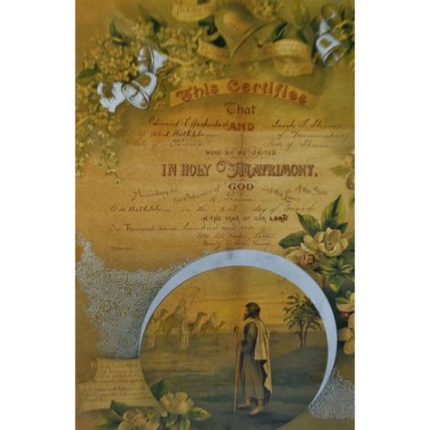 Antique Framed 1901 Pennsylvania Marriage Certificate Matrimony