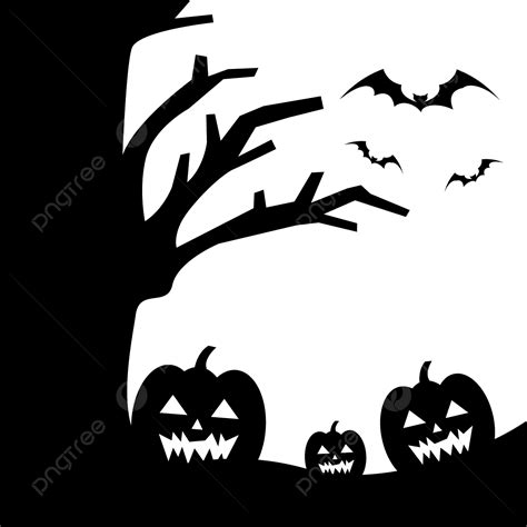 Gambar Siluet Halloween Halloween Bayangan Hitam Labu Png Dan Vektor