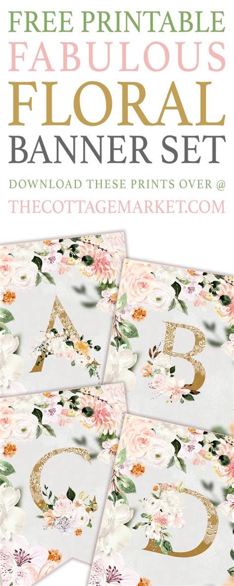 Free Printable Fabulous Floral Banner Set The Cottage Market