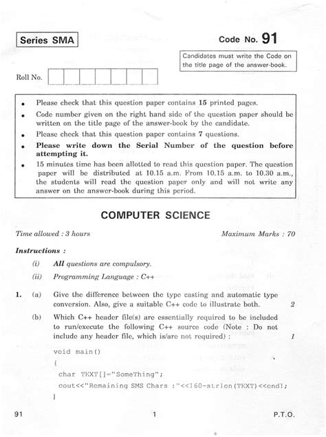 Instructions and help about s1 history exam paper form. Previous year question papers of Computer Science Paper II ...