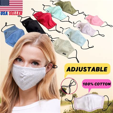 Adjust Cotton Face Mask Washable Reuse Ear Loop 3 Layers Comfortable