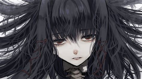 Download 2400x1350 Anime Girl Gothic Close Up Depressed