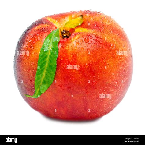 Ripe Peach On A White Background Stock Photo Alamy