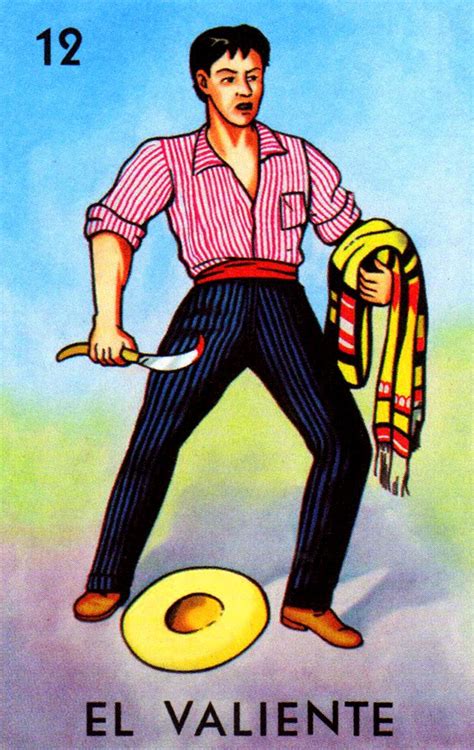 12 El Valiente Loteria Cards Loteria Mexican Art