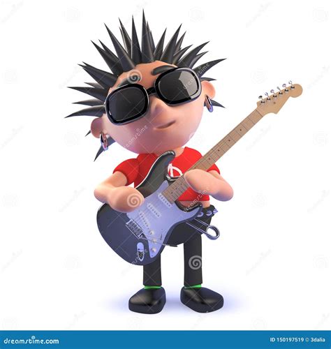 3d Vicious Punk Rock Cartoon Character In 3d Playing An Electric Guitar