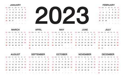 Ilustración De Calendario 2023 Comienza La Semana Desde El Domingo La