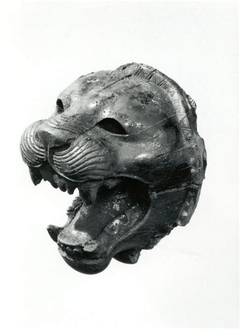 Furniture Element Carved In The Round With The Head Of A Roaring Lion