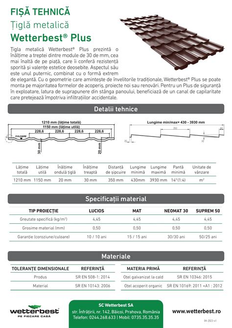 Omgacoperisuri Wetterbest Fisa Tehnica Tigla Metalica Plus Pdf DocDroid