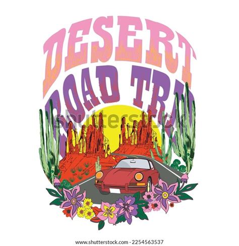 Desert Road Trip Arizona Desert Wild Stock Vector Royalty Free