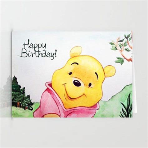 Winnie The Pooh Happy Birthday Card Greeting Card For Any Etsy