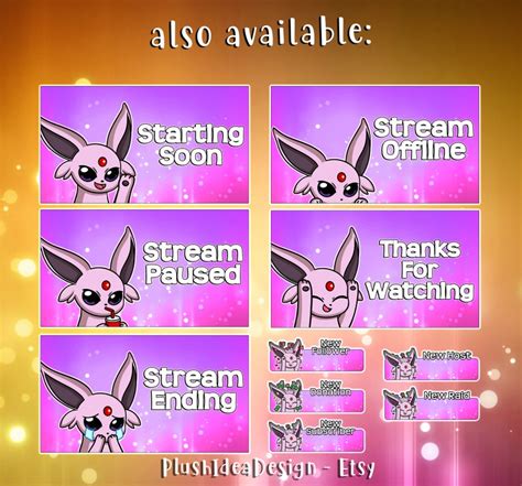 Cute Espeon Panels 10 Twitch Eeveelution Panels Package Graphics For