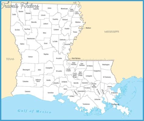 Louisiana Map With Towns And Parishes
