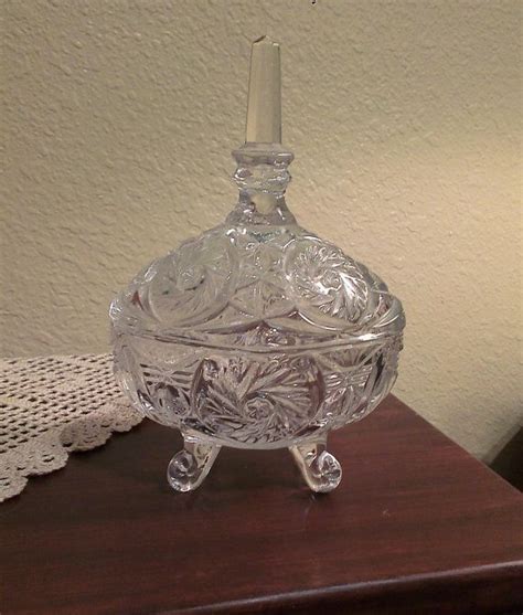 11 inch tall with lid. Vintage Lead Crystal Pinwheel Star Oblong Footed Candy ...