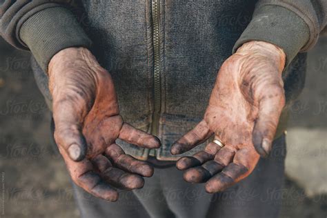 Worker Showing His Dirty Hands By Stocksy Contributor Ibexmedia