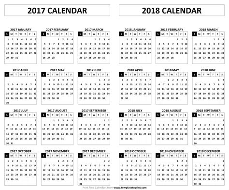 2017 2018 Calendar Printable Template Pdf Holidays And Festivals