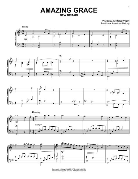 Amazing Grace Sheet Music By John Newton Piano