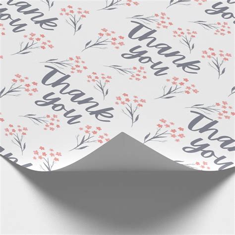 Large Wrapping Paper Roll Thank You Florals Etsy