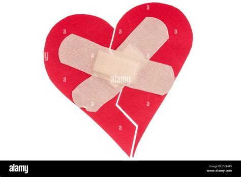 Broken Heart With Plaster Isolated On White Background Stock Photo Alamy