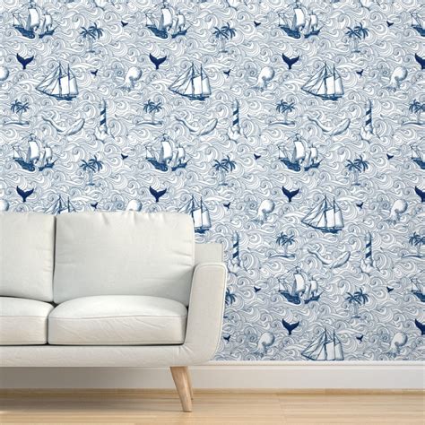 Nautical Wallpaper Vintage Nautical Journey By Whimsical Etsy