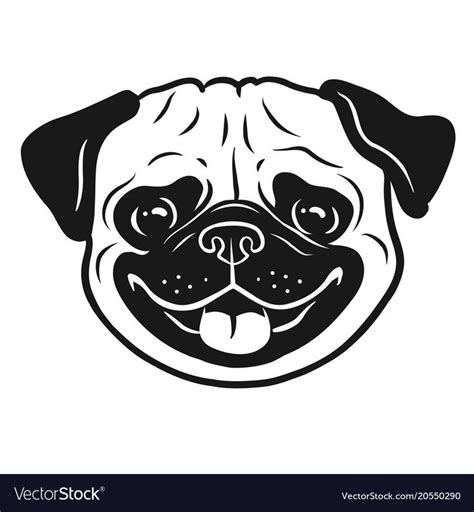 Pug Dog Black And White Hand Drawn Cartoon Vector Image Pug Art Pug