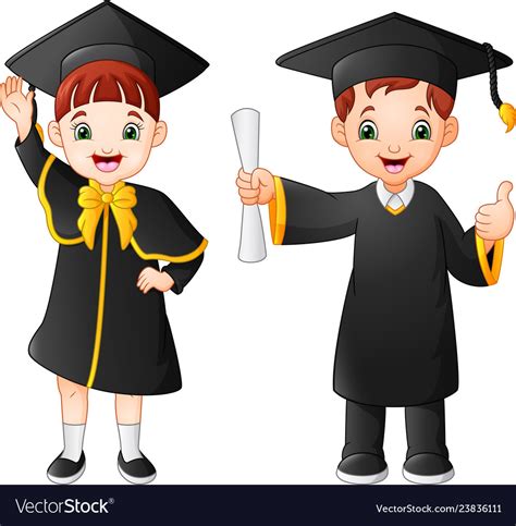 Cartoon Happy Kid In Graduation Costume Royalty Free Vector