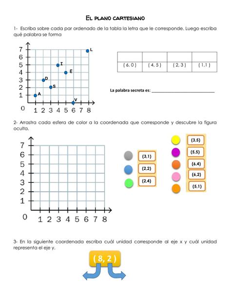 Plano Cartesiano Ficha Interactiva Ejercicios Matematicas Primaria El