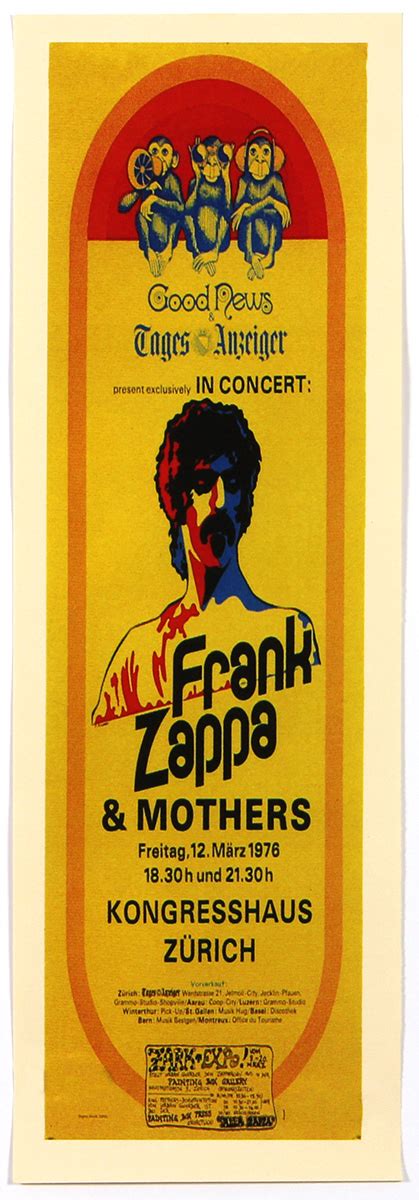 Lot Detail Frank Zappa Original 1976 Zurich Concert Poster