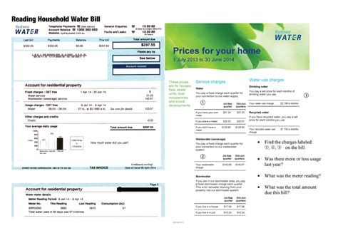 Reading Household Water Bill Mathsfaculty