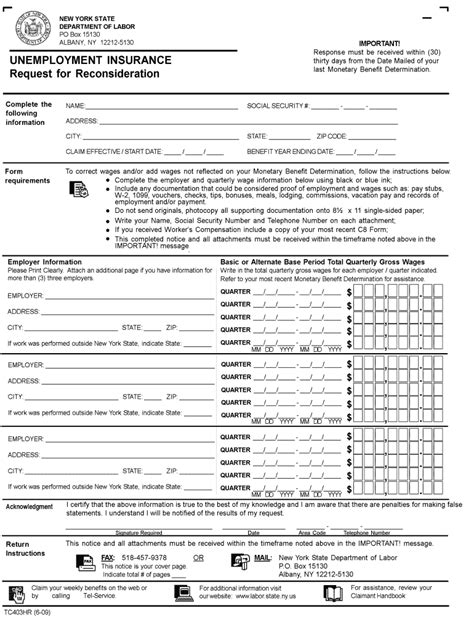 Ny Unemployment Application Form Pdf Fill Online Printable Fillable