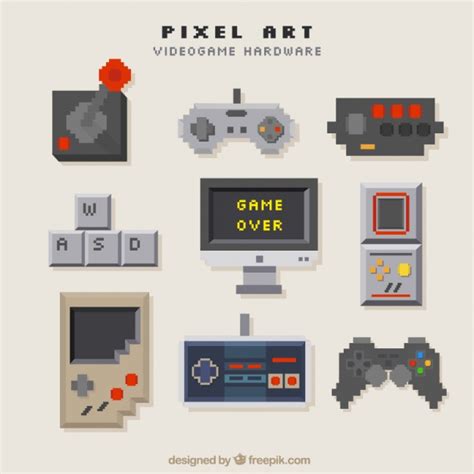 Consoles Set In Pixel Art Style Vector Free Download