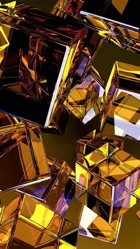 Many Golden Glass Cubes In A 3d Wallpaper Wallpaper Download 720x1280