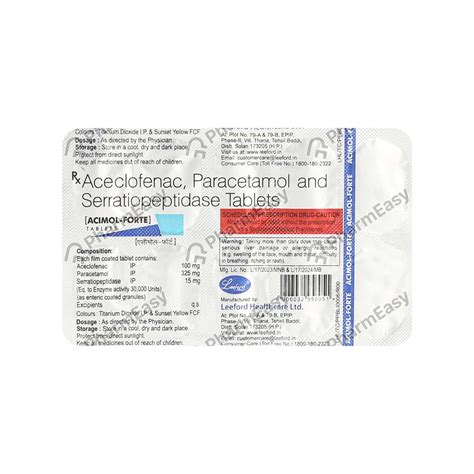 It plays a key regulatory element in gluconeogenesis, fatty acid synthesis and in the metabolism of. Acimol Forte Tablet - Uses, Side Effects, Dosage ...