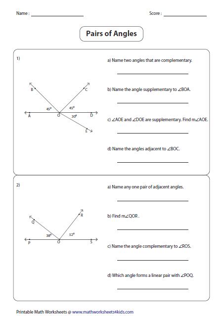 Angles In Transversal Worksheet Answer Key Mathworksheets4kids Sara