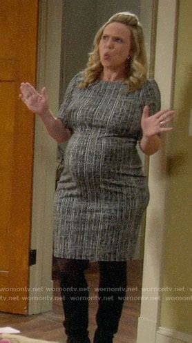 WornOnTV Kristins Crosshatch Print Maternity Dress On Last Man Standing Amanda Fuller