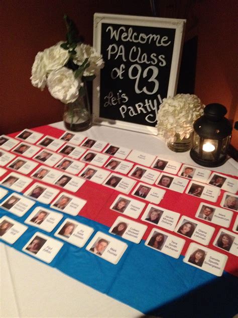 Class Reunion Welcome Table Name Tags And Chalk Board Welcome Sign