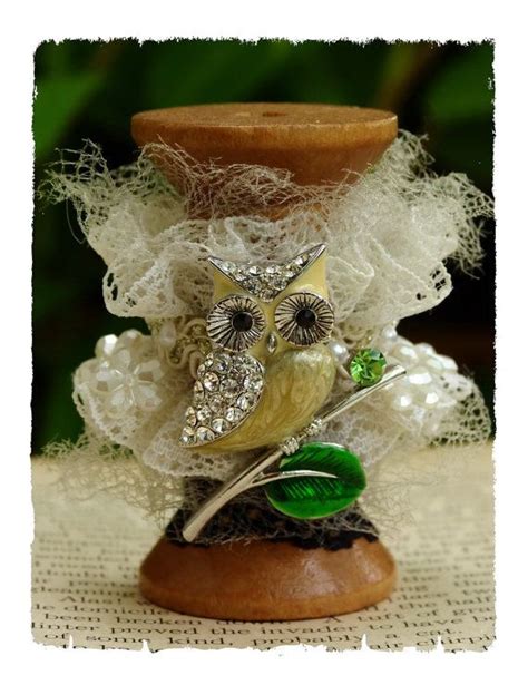 Owl Art Altered Spool Ornament Victoriana The By Bloomsandwings 2200