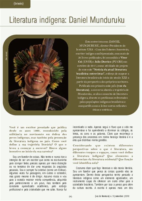 Pdf Literatura Indígena Entrevista Com Daniel Munduruku Vitor Cei