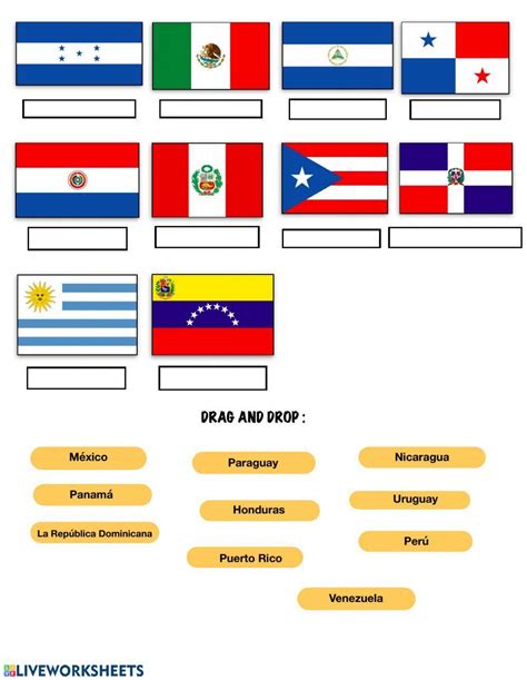 Banderas De Los Países Hispanohablantes Worksheet Live Worksheets