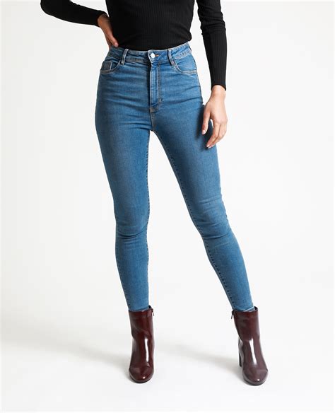 skinny jeans met hoge taille denimblauw 140667683a06 pimkie
