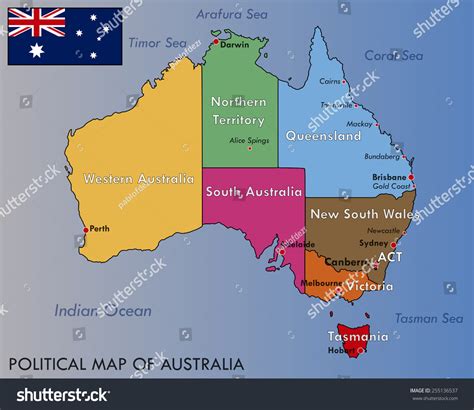 Political Map Australia Vector De Stock Libre De Regalías 255136537