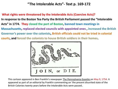Ppt “ The Intolerable Acts” Text P 169 172 Powerpoint Presentation