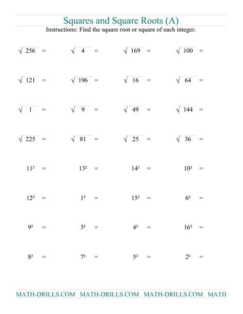6-1 Pg 90 Square Roots And Real Numbers Worksheet