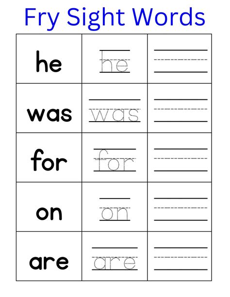100 Printable Fry Hundred Sight Words Kindergarten Sight Word First