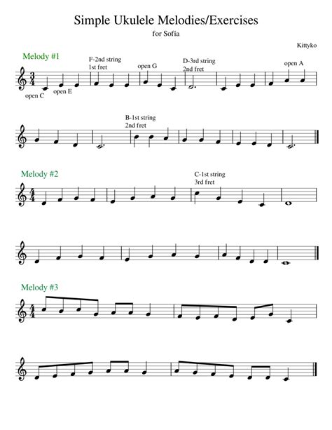 Simple Ukulele Melodies Sheet Music For Ukulele Solo