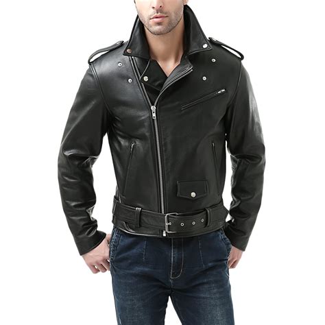 Bgsd Bgsd Mens Classic Leather Motorcycle Jacket Big And Tall Sizes