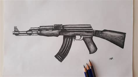 Ak 47 Drawing Kalashnikov Rifle Drawing How To Draw An Ak47 Rifle