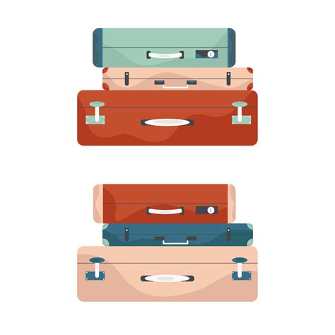 A Stack Of Travel Luggage Isolated On White Background Vector
