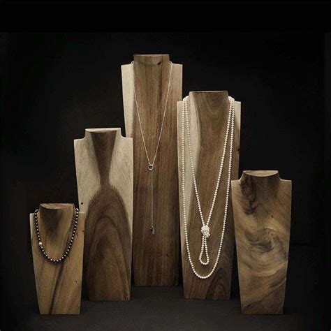 Natural Suar Wood Necklace Bust Displays Wood Necklace Contemporary